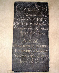 Richards memorial in north transept